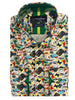 Colourful Stamp Print Satin Cotton Shirt with Matching Handkerchief-Makrom