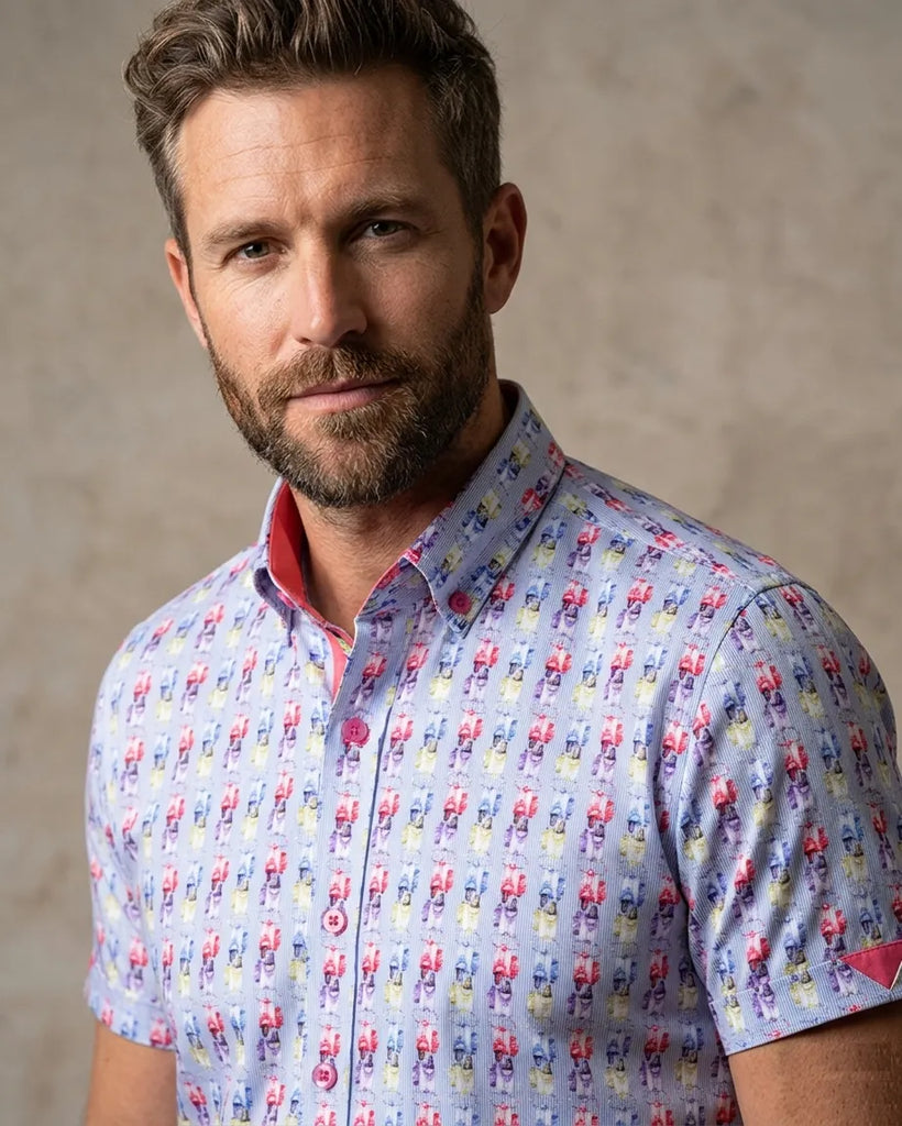Colourful Vespa Print Short Sleeve Shirt