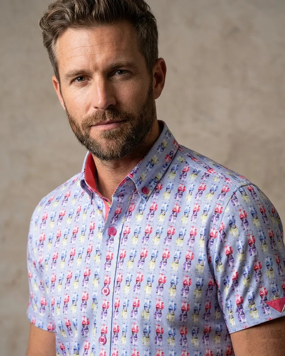 Colourful Vespa Print Short Sleeve Shirt