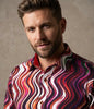 Colourful Wavy Lines Print Shirt with Matching Handkerchief