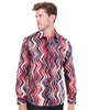 Colourful Wavy Lines Print Shirt with Matching Handkerchief-Makrom