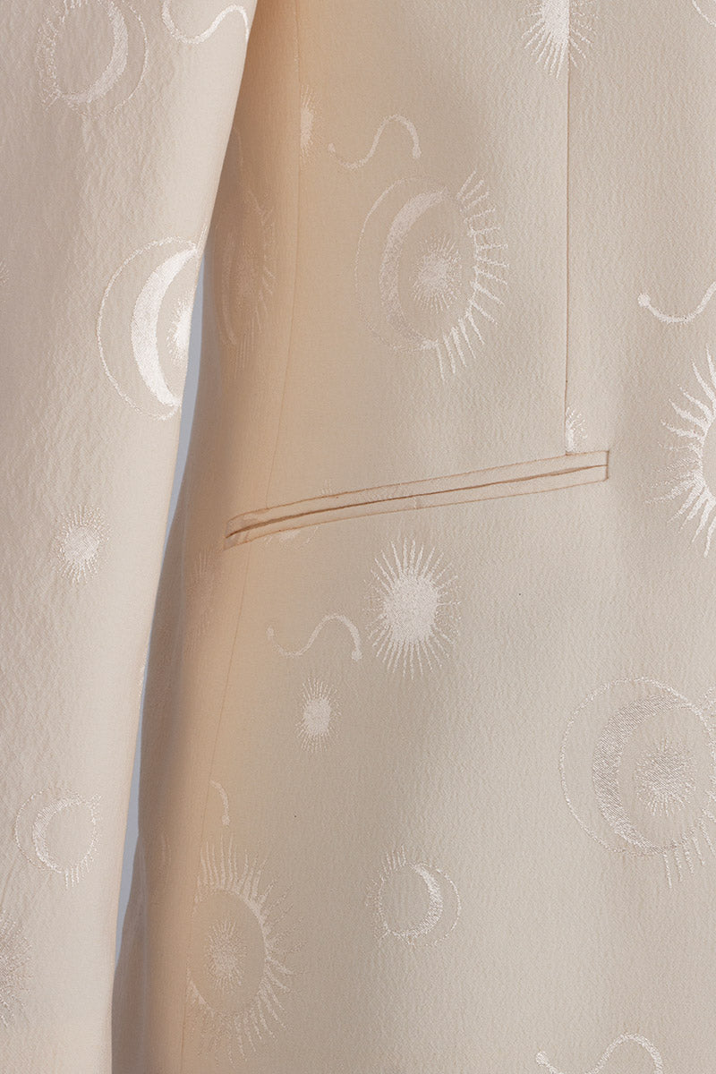 Cream 2 Piece Mandarin Suit-Makrom