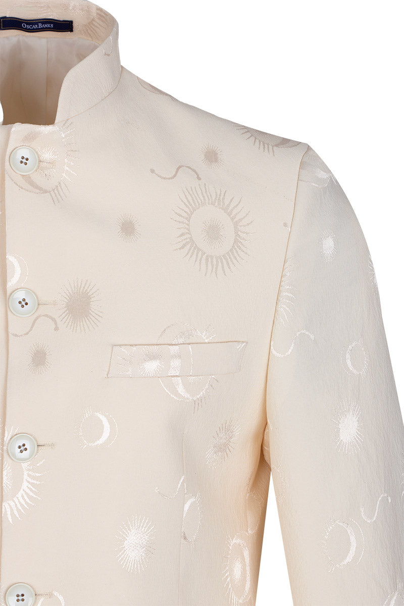 Cream 2 Piece Mandarin Suit-Makrom