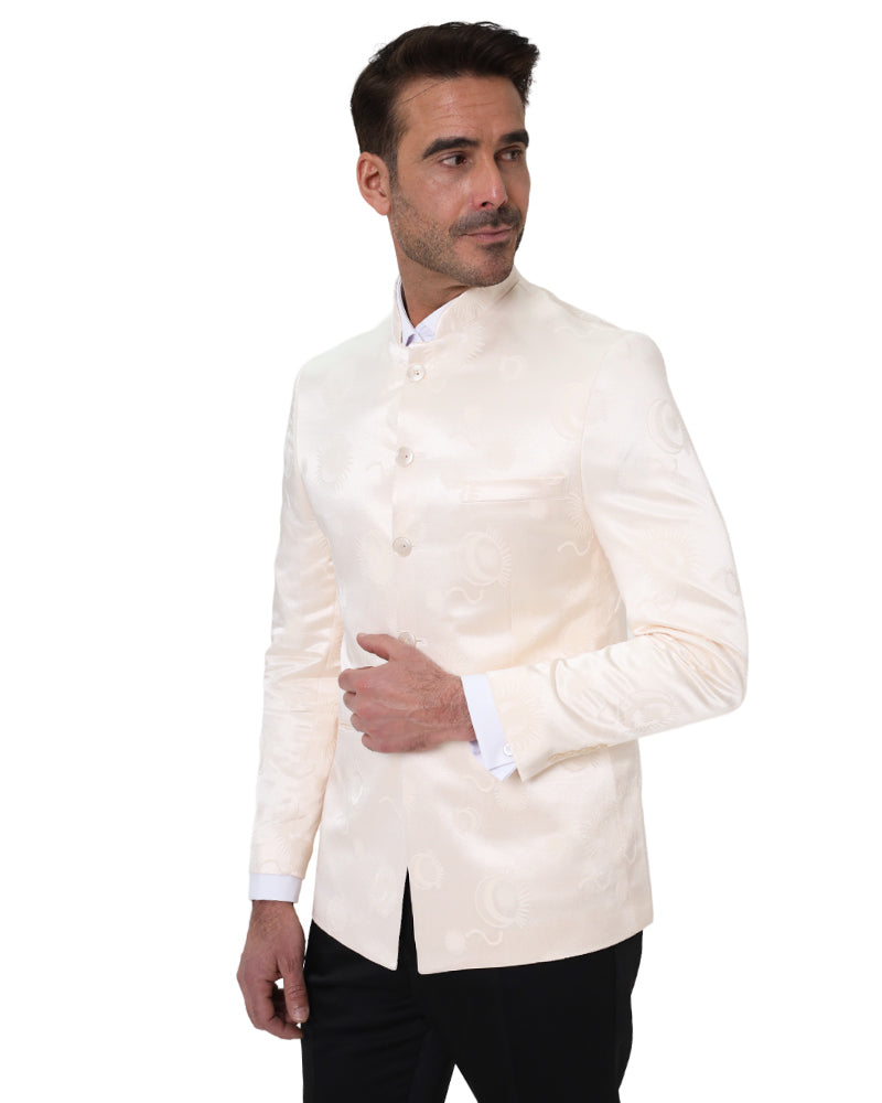 Cream 2 Piece Mandarin Suit-Makrom