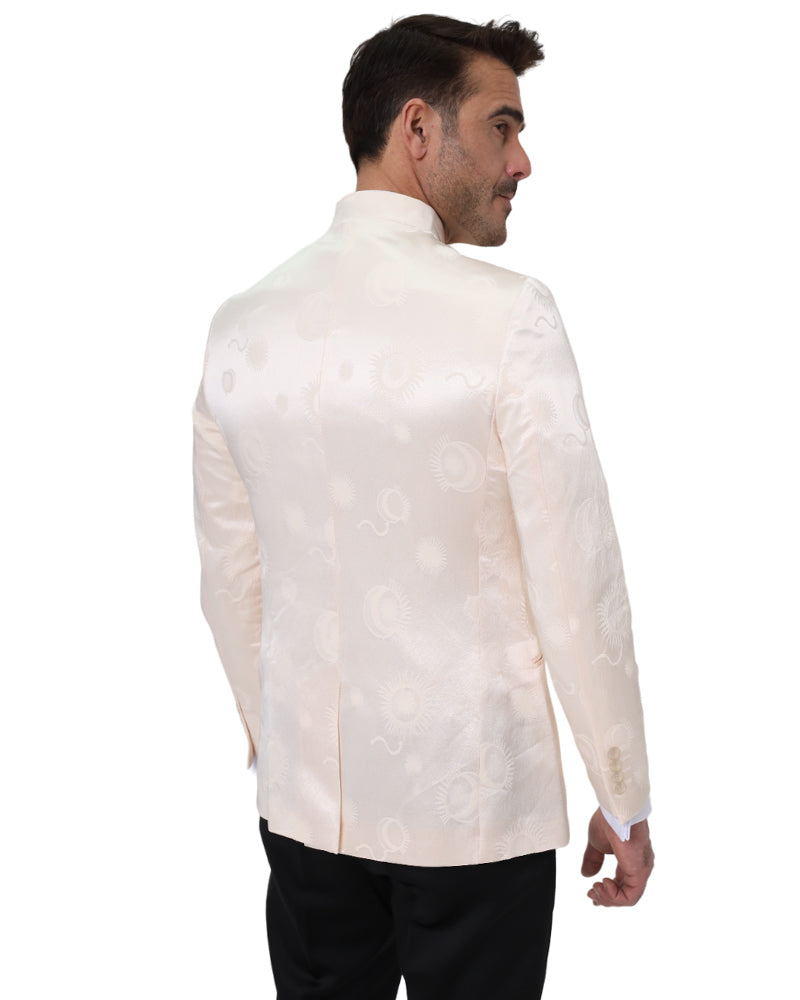 Cream 2 Piece Mandarin Suit-Makrom