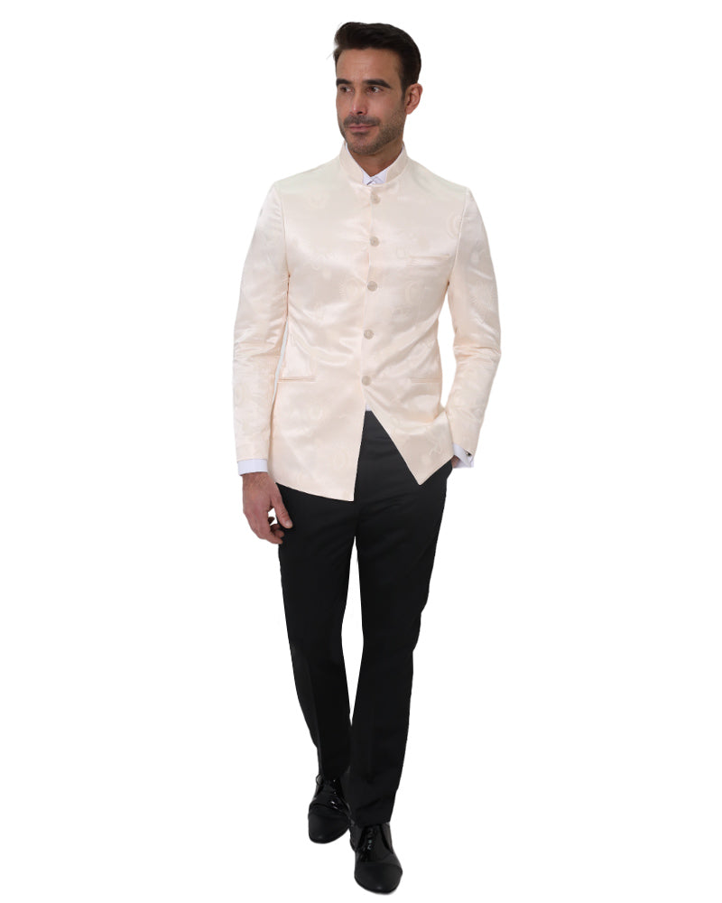 Cream 2 Piece Mandarin Suit-Makrom