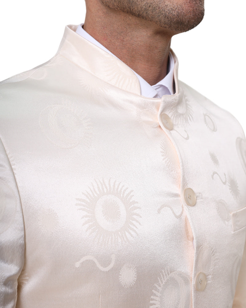 Cream 2 Piece Mandarin Suit-Makrom