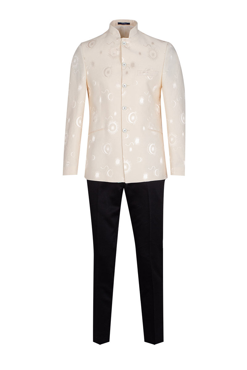 Cream 2 Piece Mandarin Suit-Makrom