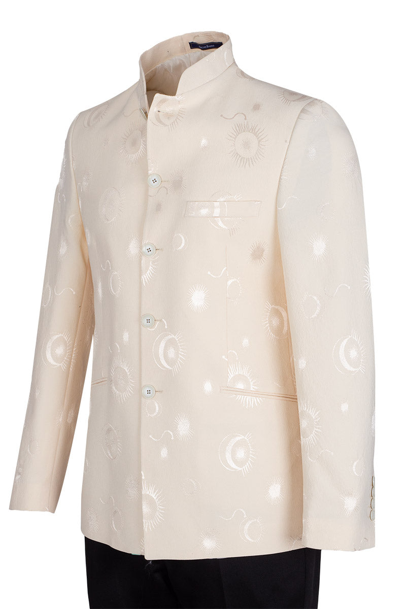 Cream 2 Piece Mandarin Suit-Makrom