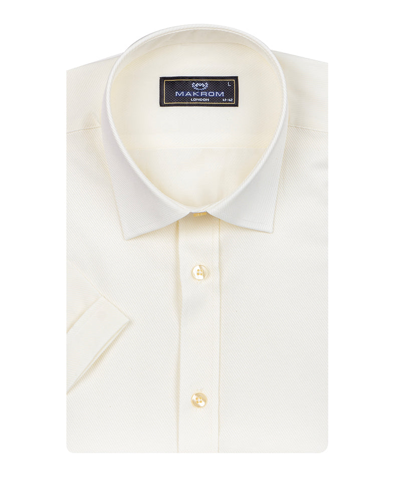 Cream Classic Twill Short Sleeve Shirt-Makrom