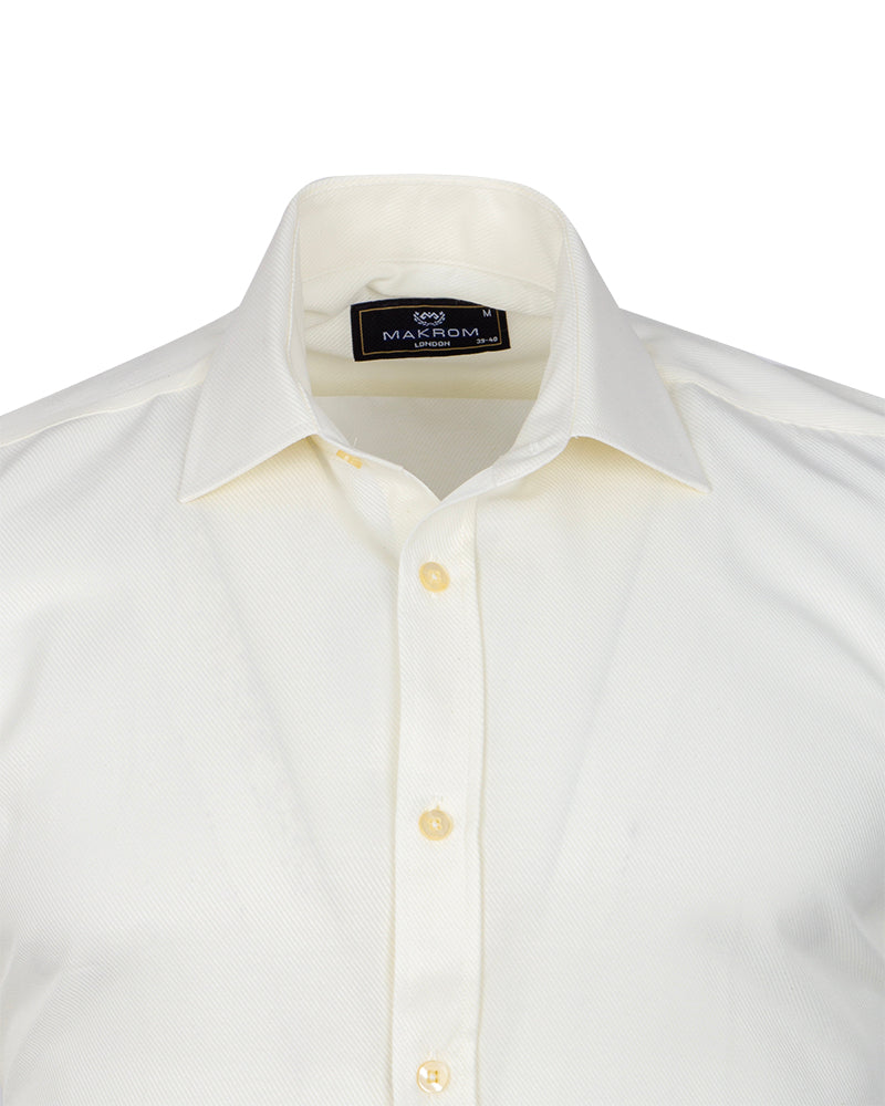 Cream Classic Twill Short Sleeve Shirt-Makrom