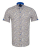 Cream Floral Print Short Sleeve Shirt-Makrom