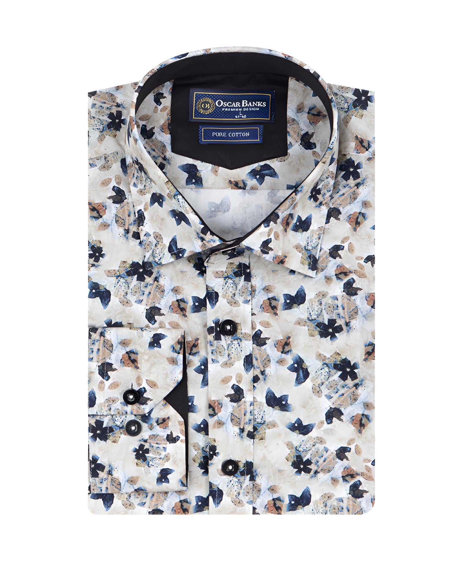 Cream Flower Print with Matching Handkerchief-Makrom