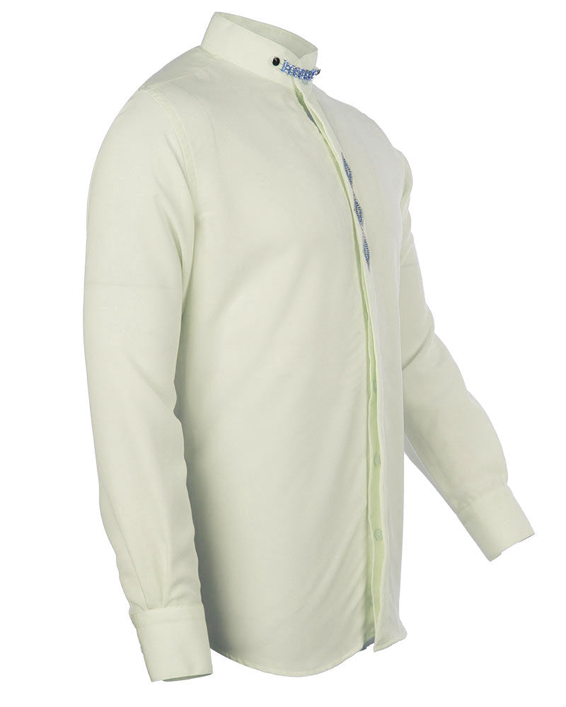 Cream Grandad Collar Chain shirt with Diamantes-Makrom