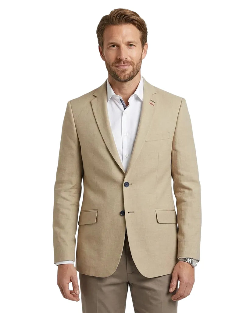 Cream Linen Fashion Blazer-Makrom