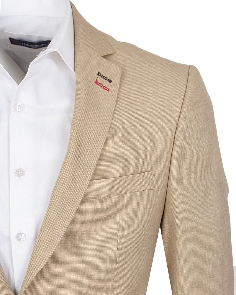 Cream Linen Fashion Blazer-Makrom