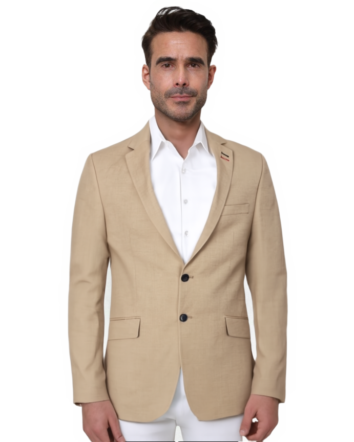 Cream Linen Fashion Blazer-Makrom