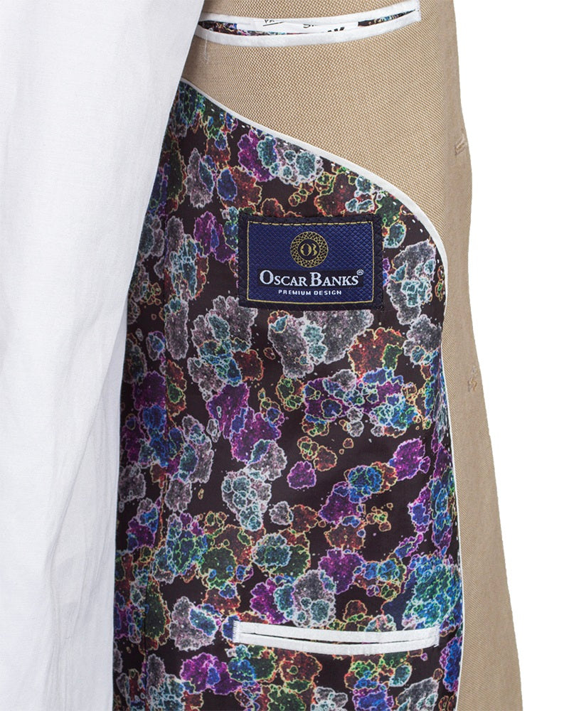 Cream Linen Fashion Blazer-Makrom