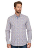 Cream Micro Flower Print Men's Shirt-Makrom