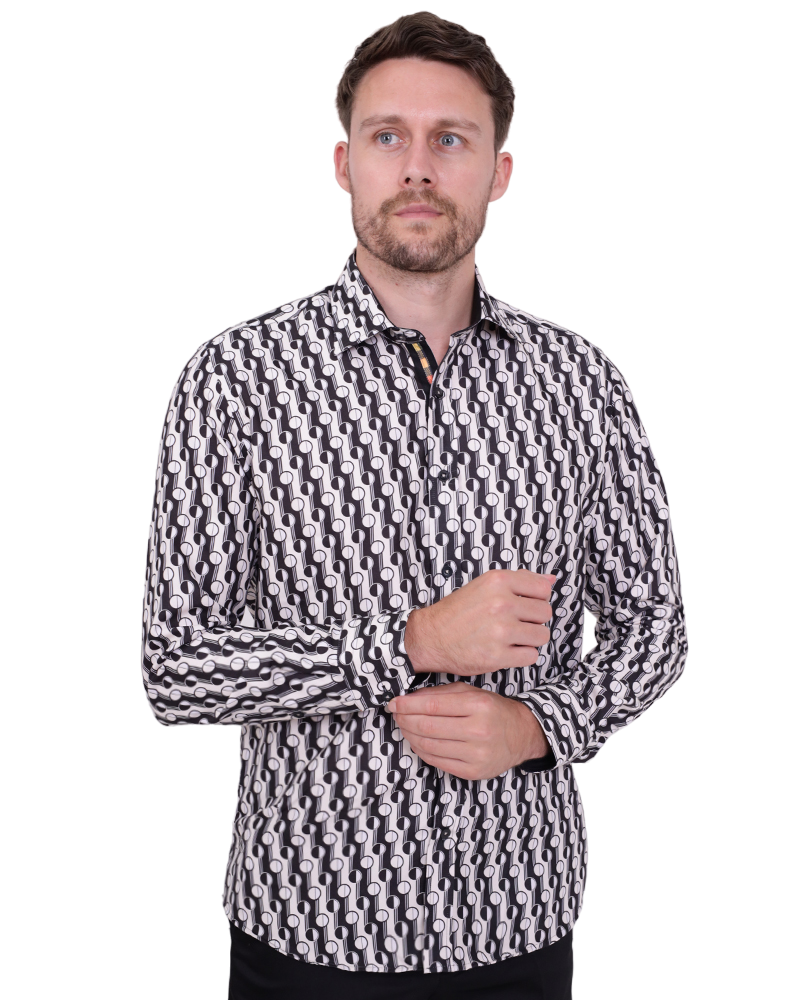 Cream Polka Dot Print Shirt-Makrom
