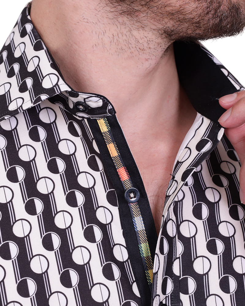 Cream Polka Dot Print Shirt-Makrom