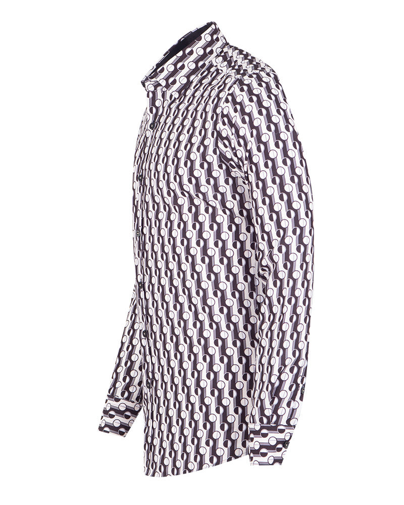 Cream Polka Dot Print Shirt-Makrom
