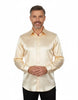 Cream Shiny Plain Satin Classic Men’s Shirt-Makrom
