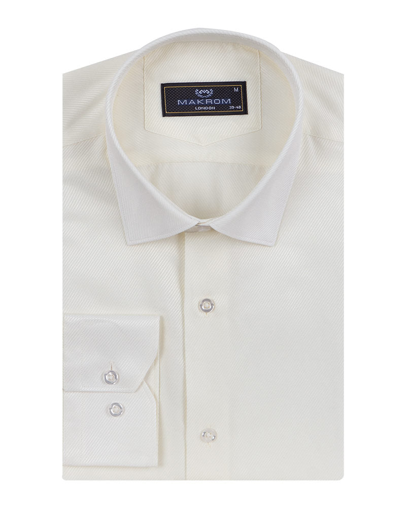 Cream Twill Classic Single Cuff Shirt-Makrom