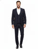 Dark Blue 3 Piece Check Suit-Makrom