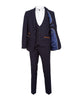 Dark Blue 3 Piece Check Suit-Makrom