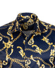 Dark Blue Baroque Chain & Paisley Print Men`s Shirt-Makrom