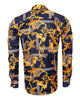Dark Blue Baroque Paisley Print Men`s Shirt-Makrom