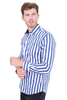 Dark Blue Bold Striped Classic Men's Shirt-Makrom