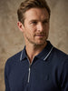 Dark Blue Classic Polo T-Shirt With Contrast Collar