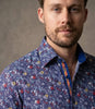 Dark Blue Colourful Floral Print Shirt