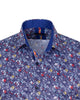 Dark Blue Colourful Floral Print Shirt-Makrom
