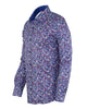 Dark Blue Colourful Floral Print Shirt-Makrom
