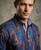Dark Blue Crust Print Shirt with Matching Handkerchief