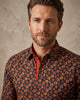 Dark Blue Daisy Print Shirt with Matching Handkerchief