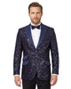 Dark Blue Design Blazer with Matching Bow Tie-Makrom