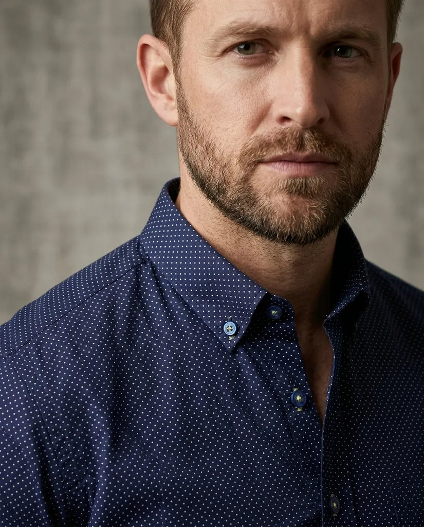 Dark Blue Dotted Print Shirt