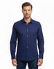 Dark Blue Dress Shirt with Colorful Inner Collar and Cuff Detail-Makrom