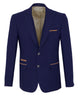 Dark Blue Fashion Blazer and Waistcoat With Piping Pocket-Makrom