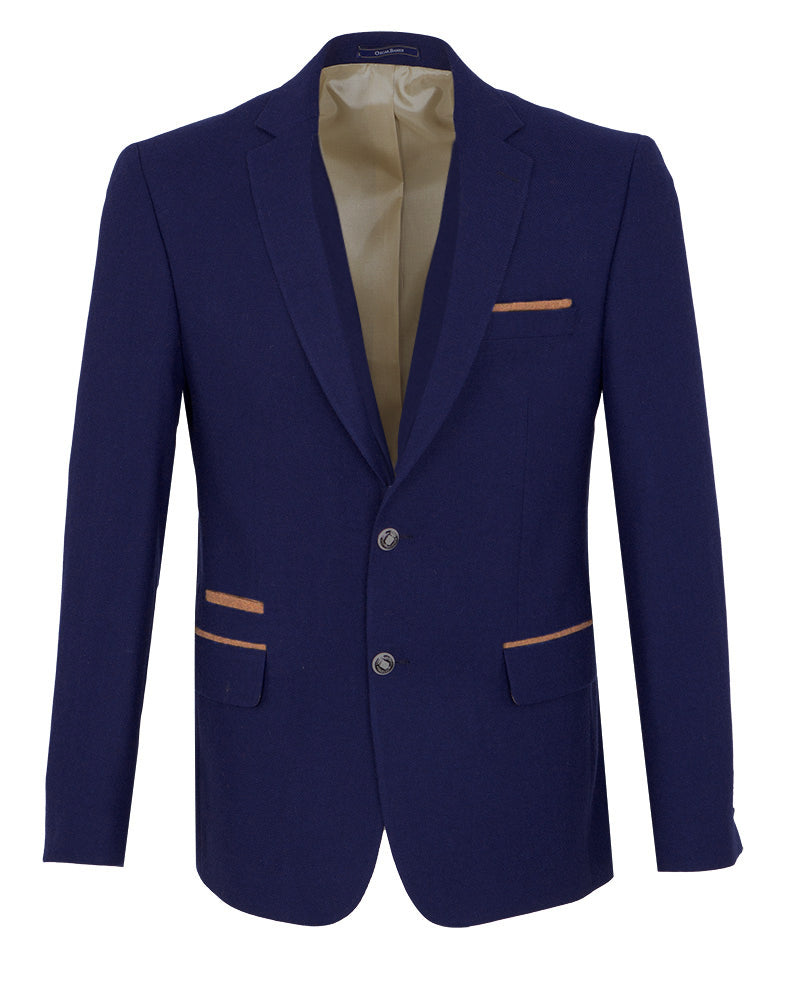 Dark Blue Fashion Blazer and Waistcoat With Piping Pocket-Makrom