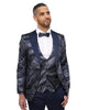 Dark Blue Fashion Men's 4 Piece Textured Suit-Makrom