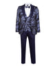 Dark Blue Fashion Men's 4 Piece Textured Suit-Makrom