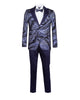 Dark Blue Fashion Men's 4 Piece Textured Suit-Makrom
