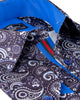 Dark Blue Fashion Paisley Print Long Sleeve Shirt-Makrom