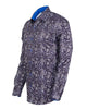 Dark Blue Fashion Paisley Print Long Sleeve Shirt-Makrom