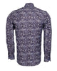 Dark Blue Fashion Paisley Print Long Sleeve Shirt-Makrom